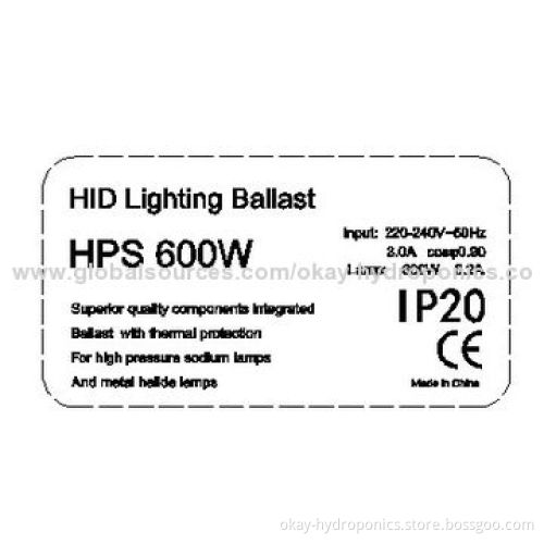 600W Lighting Magnetic Ballast by Okay Hydroponics with CE and RoHS Certificates